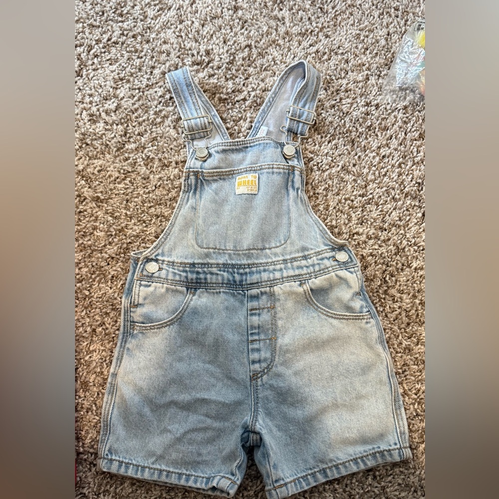 Light Wash Denim Kids Shortalls - Zara